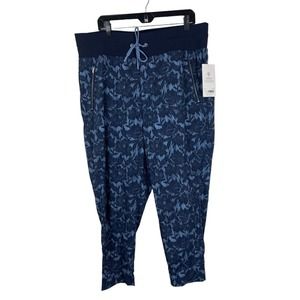 NEW Athleta Trekkie North Jogger Pants Size 18 Blue Floral Ethereal Bloom Pocket